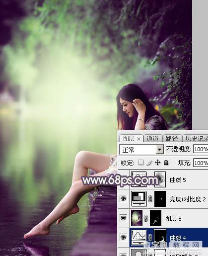 Photoshop使用调色与渲染工具打造出梦幻的绿紫色水景人物图片39