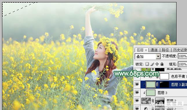 Photoshop调出甜美的淡绿色油菜花人物图片教程19