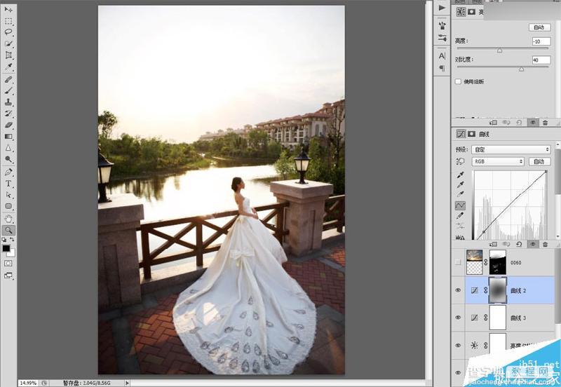Photoshop给婚纱外景照片调出唯美大气的夕阳景色效果6