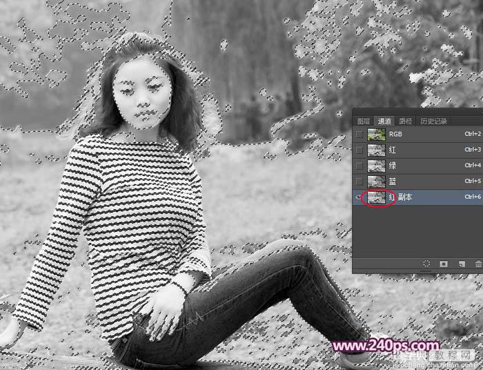 Photoshop利用通道抠出精细的发丝及更换背景色6