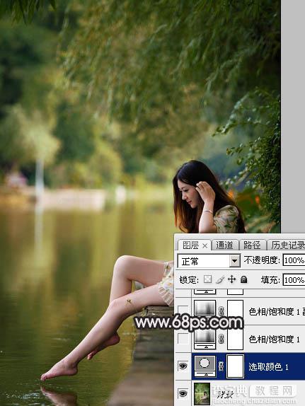 Photoshop调出暗调古典冷褐色水边的美女图片7