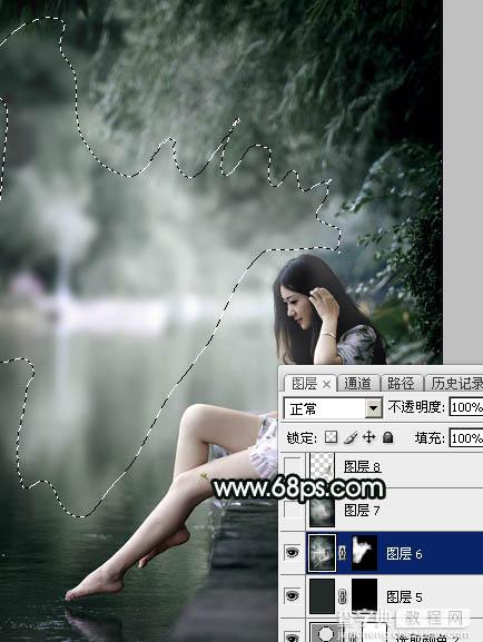 Photoshop调制出柔美的古典暗绿色水景人物图片36