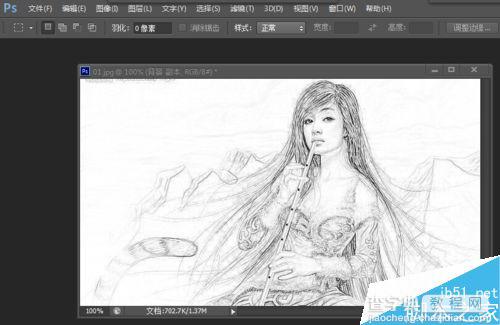 Photoshop快速把图片绘成素描效果7