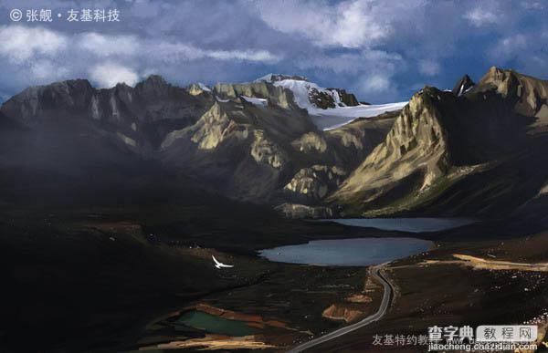 photoshop 临摹一张漂亮的雪山图片20