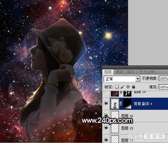 Photoshop打造漂亮的星空人物剪影效果实例教程26