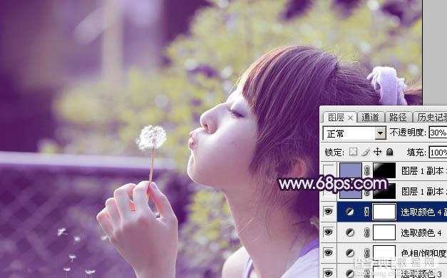 Photoshop调出梦幻浪漫的蓝紫色外景美女图片27