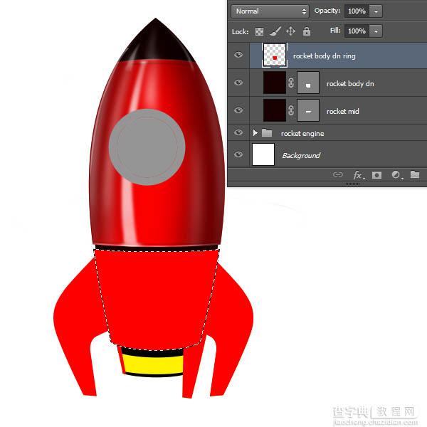 PS制作精致的红色卡通小火箭54