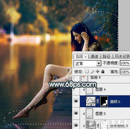 Photoshop将水景人物图片打造高对比的暗调黄褐色效果45