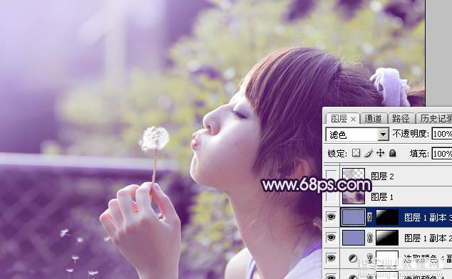 Photoshop调出梦幻浪漫的蓝紫色外景美女图片29