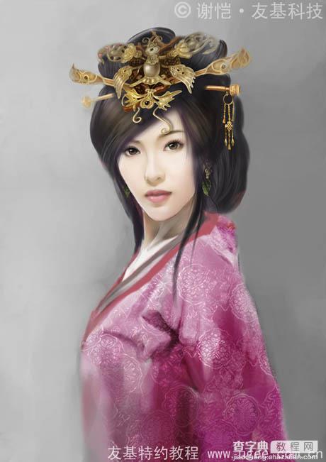 photoshop鼠绘华丽的古典美女插画14