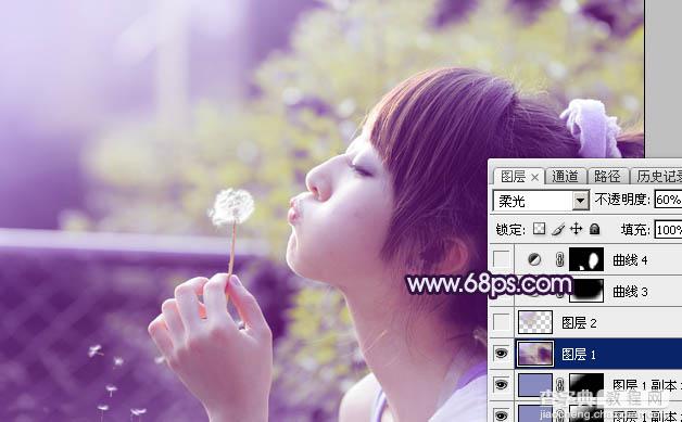 Photoshop调出梦幻浪漫的蓝紫色外景美女图片30
