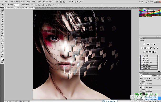 PS制作剥落格子碎片效果的美女头像教程9