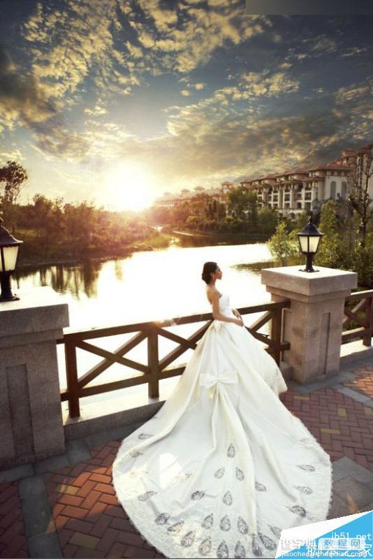 Photoshop给婚纱外景照片调出唯美大气的夕阳景色效果1
