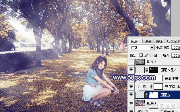Photoshop将树荫下的美女调制出秋季阳光色效果30
