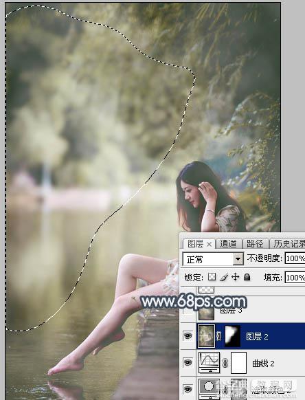 Photoshop调制出唯美的梦幻淡褐色水景人物图片28