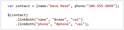 jQuery Data Linking 对象与对象之间属性的关联2