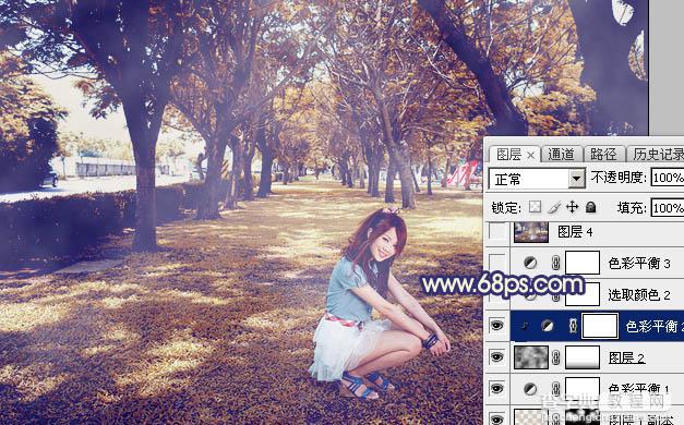 Photoshop将树荫下的美女调制出秋季阳光色效果21
