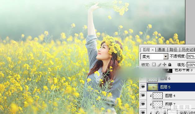 Photoshop调出甜美的淡绿色油菜花人物图片教程39