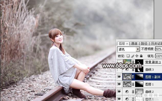 用Photoshop制作淡美的蓝褐色外景人物图片24