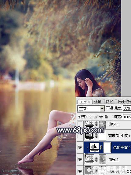 Photoshop为水景人物图片打造艳丽的秋季暖色特效32