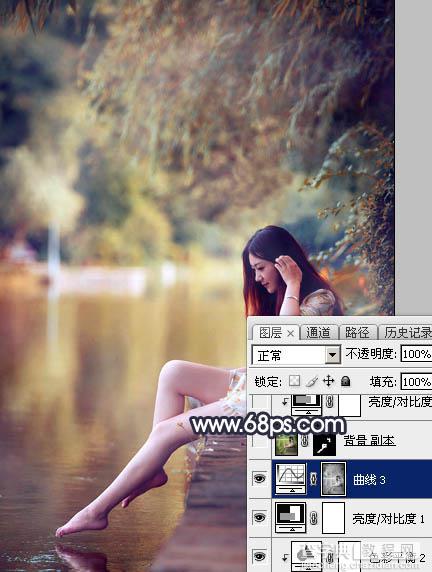 Photoshop为水景人物图片打造艳丽的秋季暖色特效36