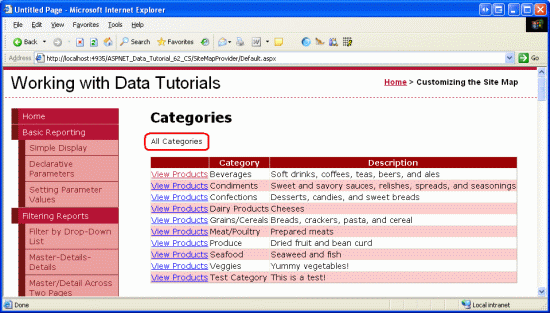 在ASP.NET 2.0中操作数据之六十：创建一个自定义的Database-Driven Site Map Provider18