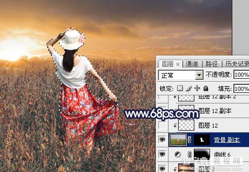 Photoshop将草原人物图片增加大气的霞光效果26
