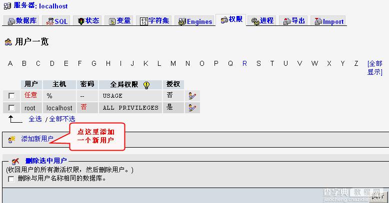 如何用phpmyadmin设置mysql数据库用户的权限2