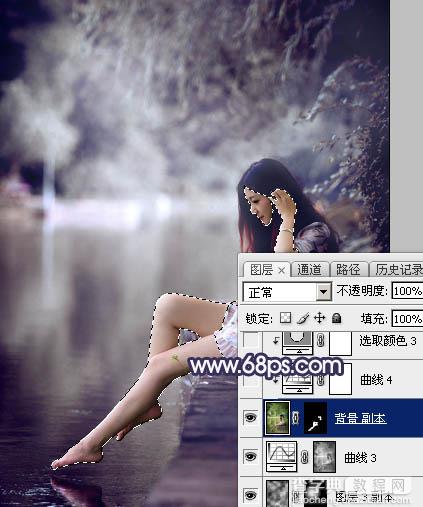 Photoshop制出唯美的冬季飘雪水景人物图片27