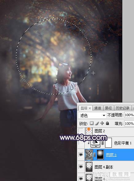 Photoshop将树林人物图片打造出唯美的秋季金色透光效果17