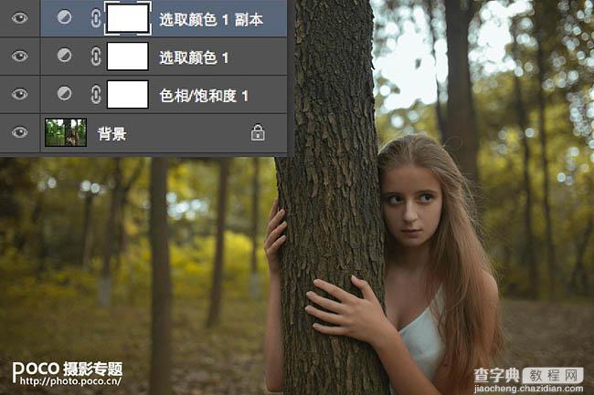 Photoshop将树林人物图片打造唯美的秋季红6