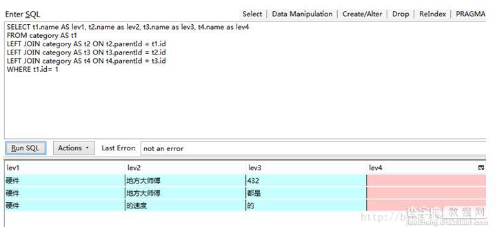 SQL 双亲节点查找所有子节点的实现方法2