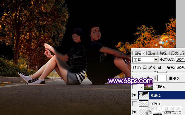 Photoshop为街拍情侣加上昏暗的晨曦色22