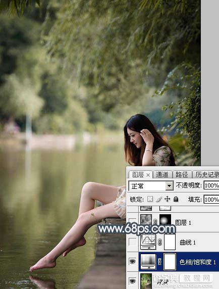 Photoshop调制出唯美的梦幻淡褐色水景人物图片5