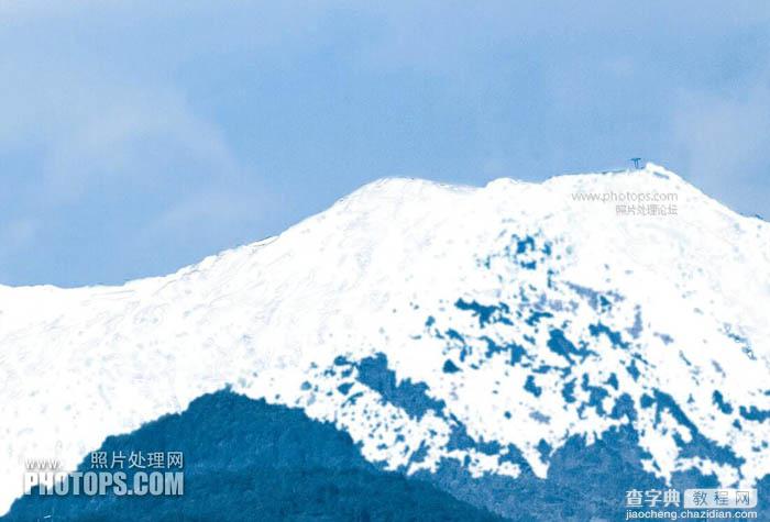 Photoshop利用魔棒工具为山峰图片加上厚厚的冰雪7