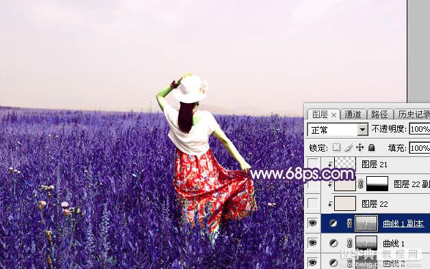 Photoshop调制出魔幻的蓝紫色草原人物图片9