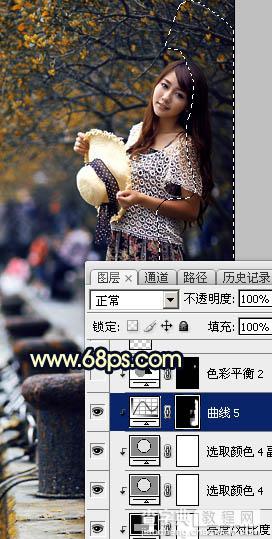 Photoshop调制出暗调蓝黄色霞光码头边的人物图片40