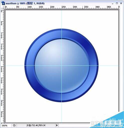 PS绘制漂亮的蓝色圆形水晶按钮7