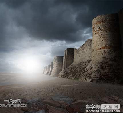 photoshop合成制作出神秘的暗夜光线沙漠中的城堡20