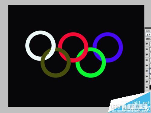 ps怎么绘制五色五环的标志?9