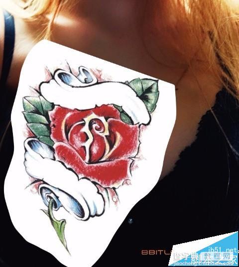 ps怎么给自拍照P漂亮的玫瑰花纹身?5