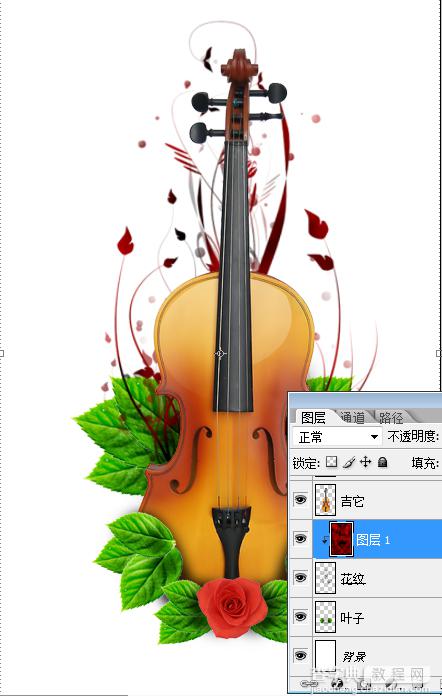 photoshop 用玫瑰装饰吉它效果9