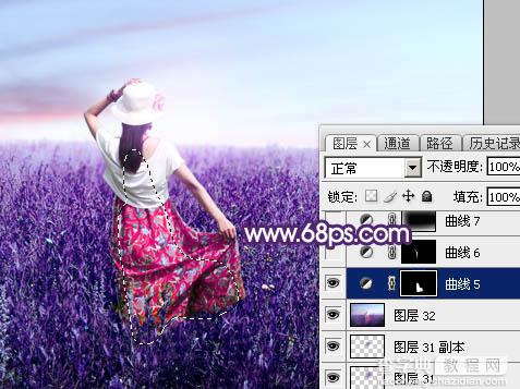 Photoshop调制出魔幻的蓝紫色草原人物图片49