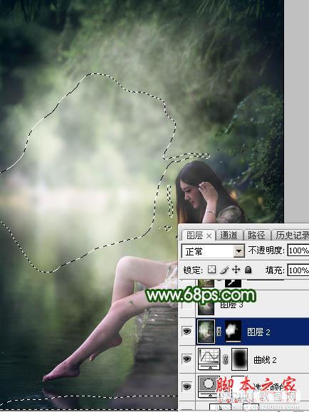 Photoshop利用滤镜打造唯美的古典暗绿色烟雾外景美女图片26
