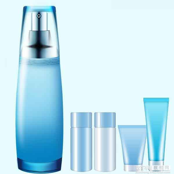 Photoshop绘制清新风格的蓝色化妆品包装瓶35