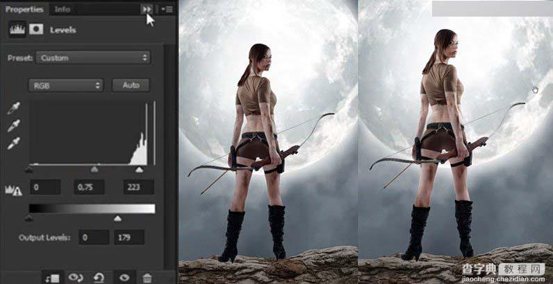 Photoshop合成月亮下拿着弓箭的超酷女战士13