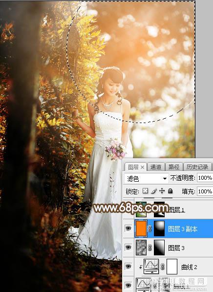 Photoshop将树林婚片调制出灿烂的阳光暖色16