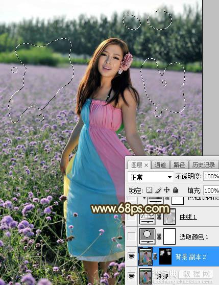 Photoshop调制出唯美的霞光色花圃中的人物图片3