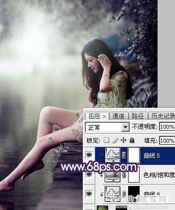 Photoshop将水景人物图片打造出唯美的中性冷褐色30