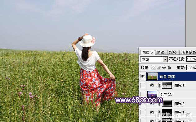 Photoshop调制出魔幻的蓝紫色草原人物图片21
